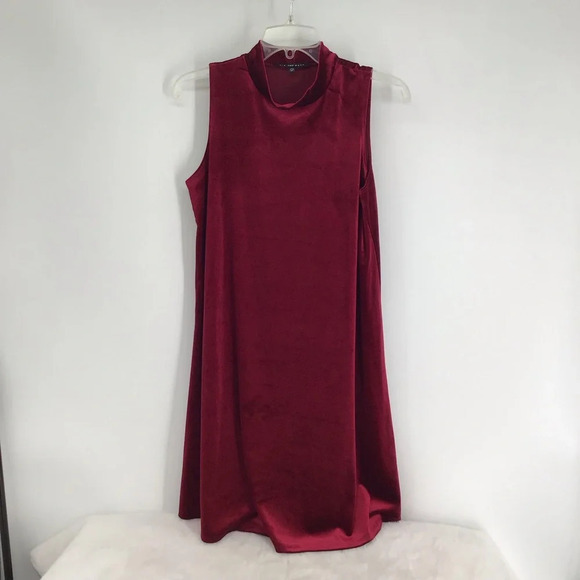 Nick & Nash Sleeveless Stretch Velvet Dress Burgandy Holiday Party Size Medium - Picture 1 of 7